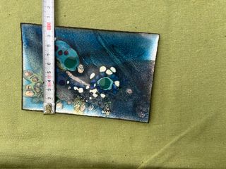 Placa-Arte Esmalte Cobre MCM Abstracto Azul Verde