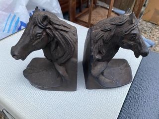Coppia fermalibri cavallo in ghisa