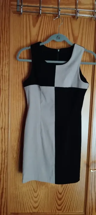Vestido Negro y beige Talla 34