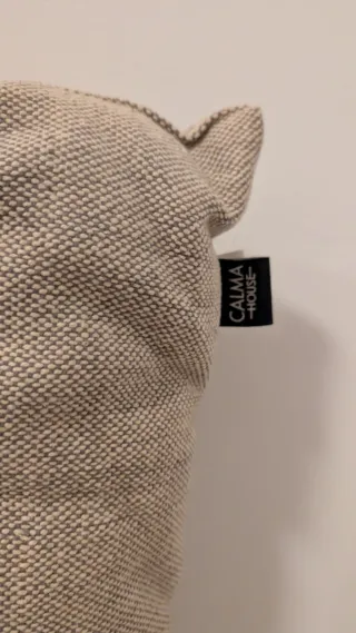 Cabecero acolchado tela beige y marrón