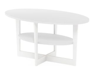 Mesa de centro ovalada blanca