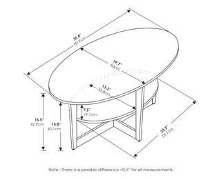 Mesa de centro ovalada blanca