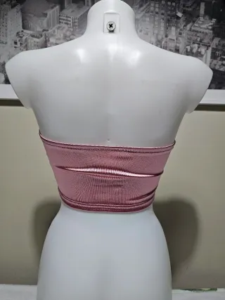 Top palabra de honor rosa escote corazón