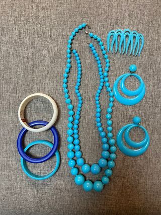 Conjunto Flamenco Blanco Lunares Azules