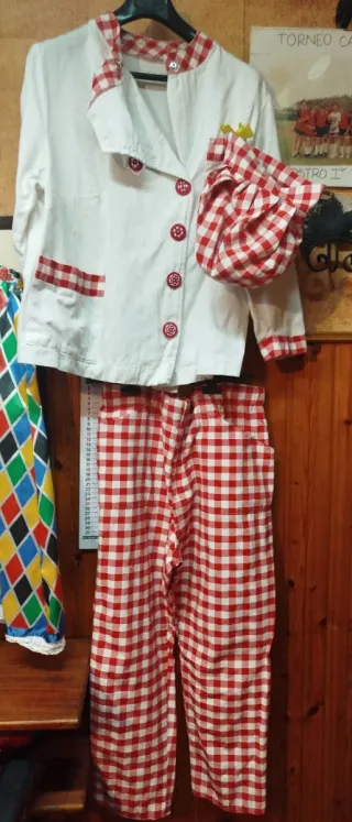 Costume Carnevale Chef Rosso Bianco taglia 46