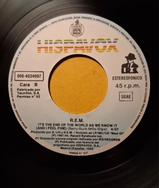 Single de R.E.M.: "It's The End Of The World"-1987