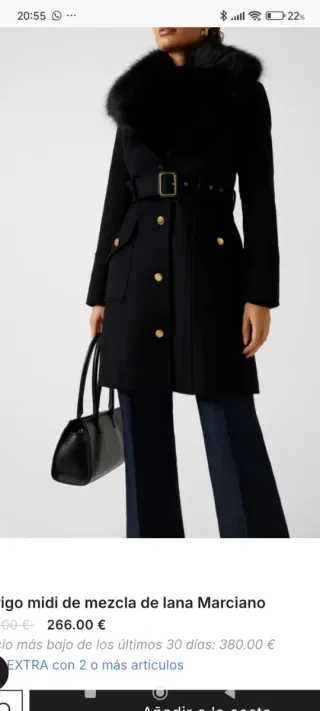 Abrigo Guess Negro con Cuello Pelo