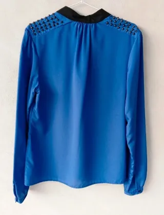 Completo spezzato donna, tg M blu, camicia e gonna