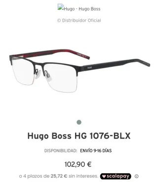 Montura Gafas Hugo Boss Hombre Negra Roja