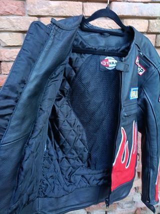 Giubbotto moto pelle vintage 31 B.R.A. racing con patch