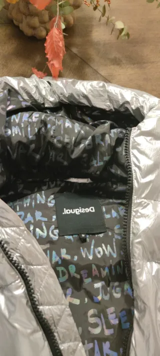 Chaqueta plateada acolchada