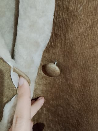 Abrigo piel auténtica largo beige/marrón