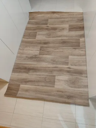 Alfombra Vinilo Madera Marrón Gris