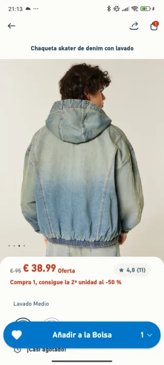 NEGOCIABLE Chaqueta Hollister Denim Azul Talla S