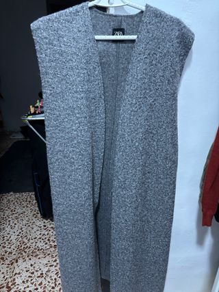 Chaleco largo Zara mujer gris talla única