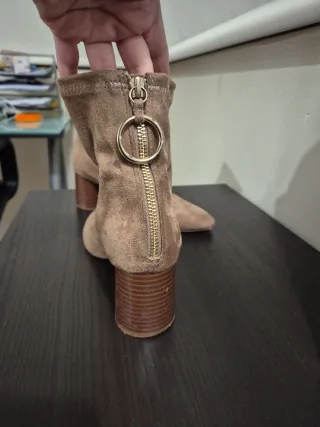 Botines Zara Beige/Marrón Tacón