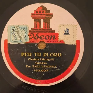 Disco pizarra 78rpm sardana Emili Vendrell