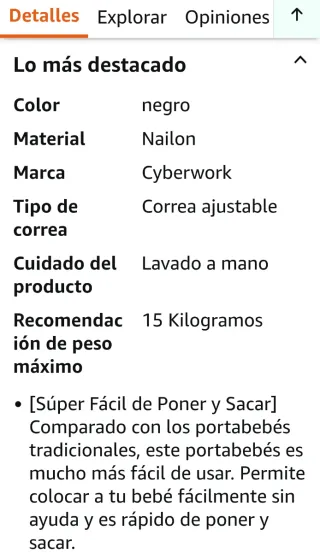 Cyberwork Portabebés Lateral TOTALMENTE NUEVO