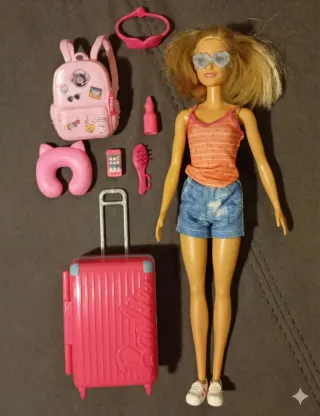 Barbie de Viaje con Maleta y Accesorios