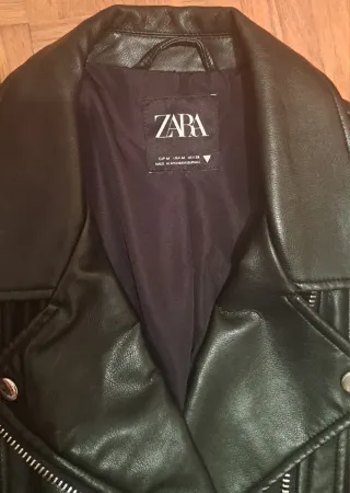 Chaqueta Biker Zara Negra Cuero Sintético