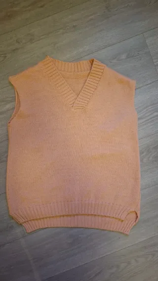 Chaleco de lana rosa palo para mujer