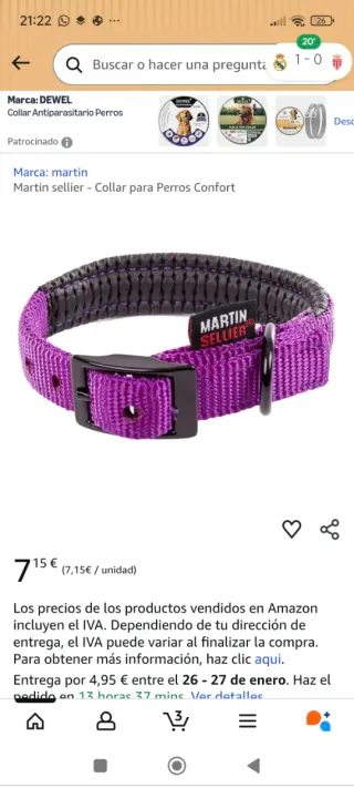 Collares para perro Martingale púrpura y amarillo