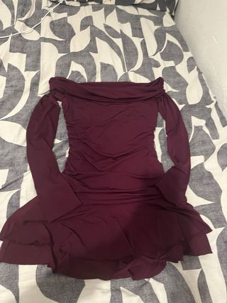 Vestido mini morado fruncido