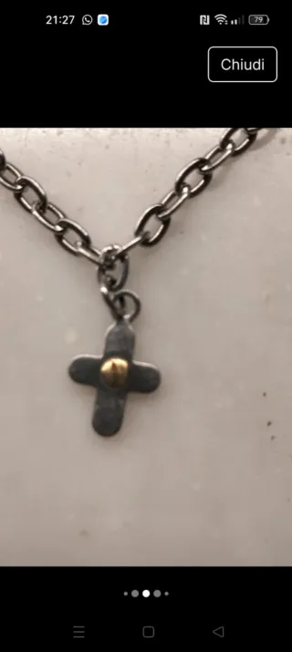 Braccialetto acciaio con ciondoli e inserti in oro