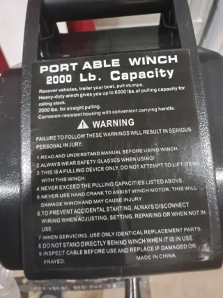 Cabrestante Portátil 2000 Lb