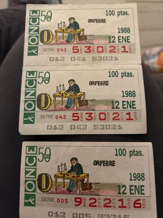 3 Boletos ONCE Colección 1988