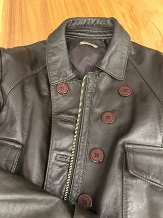 Trench Piel Doble Cremallera Marrón