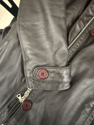 Trench Piel Doble Cremallera Marrón