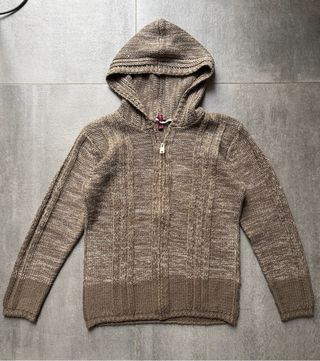 Felpa con cappuccio e zip marrone