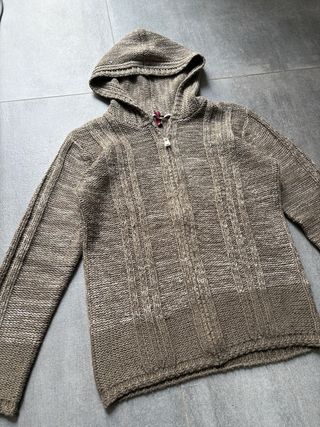 Felpa con cappuccio e zip marrone