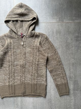 Felpa con cappuccio e zip marrone