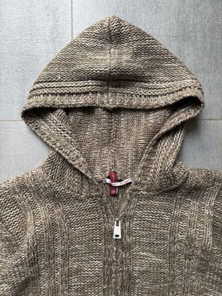 Felpa con cappuccio e zip marrone