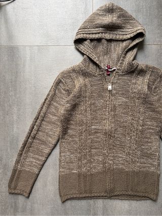 Felpa con cappuccio e zip marrone