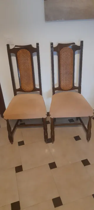 Juego de 2 Sillas Madera y Caña