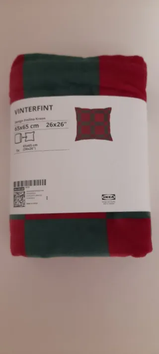 Funda Cojín Ikea 65x65cm Cuadros Rojo/Verde.