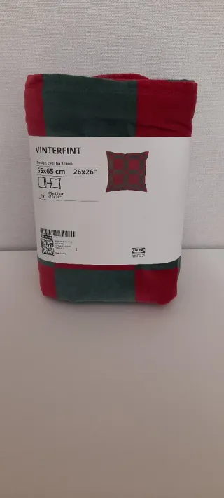 Funda Cojín Ikea 65x65cm Cuadros Rojo/Verde.