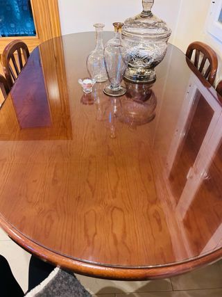 Mesa Comedor Madera Ovalada + Cristal 1,80 cm