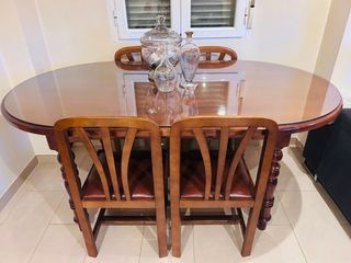 Mesa Comedor Madera Ovalada + Cristal 1,80 cm