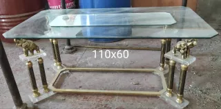 Mesa de centro elefantes metal y metacrilato