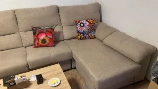Sofá chaiselongue 3 plazas beige