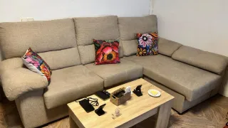 Sofá chaiselongue 3 plazas beige