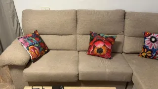 Sofá chaiselongue 3 plazas beige