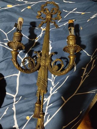 Aplique de pared Francés vintage  Latón 2 Bombilla