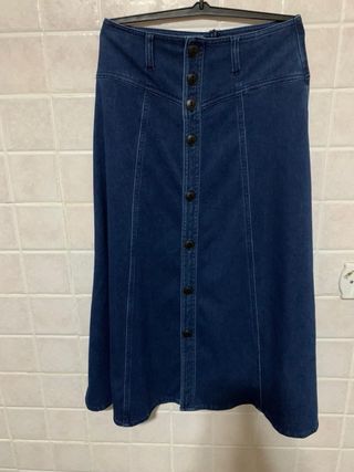 Gonna media di jeans con bottoni per donna Only