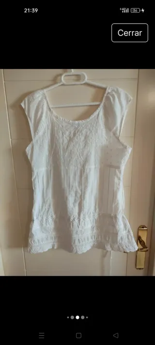 Blusa boho Promod blanca talla M