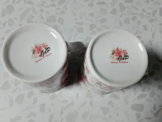 Juego 2 Tazas Porcelana Flores Rosas